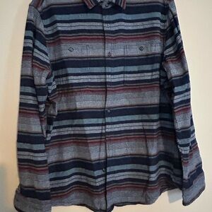 Sonoma Men's Casual Button Down Shirt - Blue and Gray Stripes